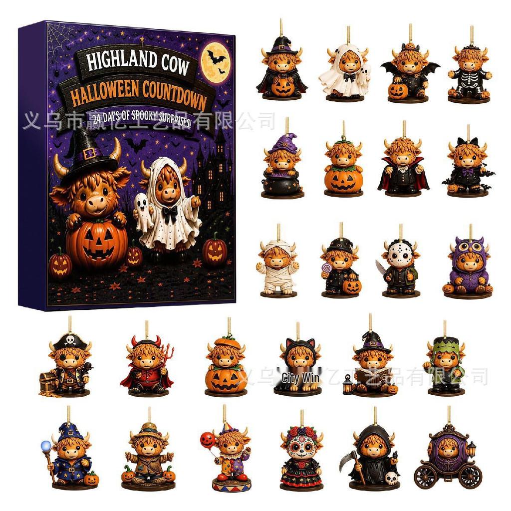 2026 Halloween Witch, Ghost & Goblin Countdown Calendar with Acrylic Pendant Blind Box