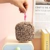 Portable Cosmetic Bag Leopard Print Square Sanitary Pad Bag Zipper Design Small Makeup Bag Girls