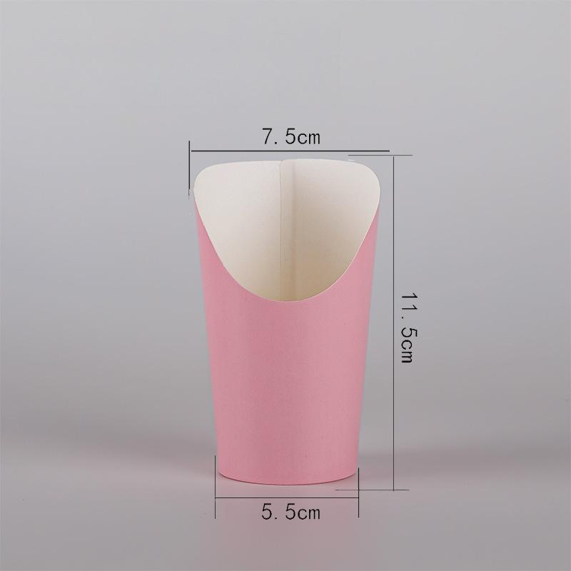 100pcs Large Capacity Fries Cup Thickened Disposable Paper Cup Fried Chicken Burger Slanted Cups Kraft Paper Snack Packaging Bowl Baking Products 100pcs