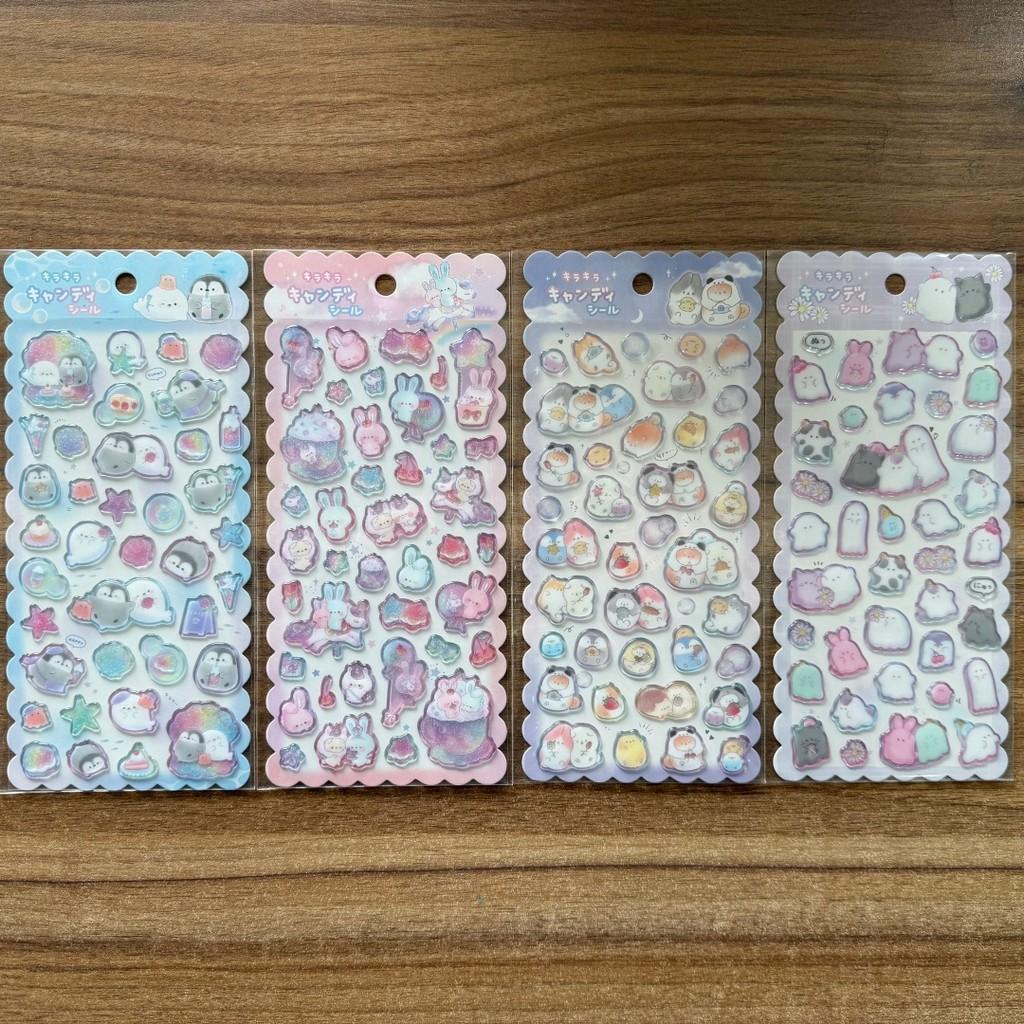 4Sheets Shiny Cute Animal Stickers Waterproof Decorative Stickers For Scrapbook Notebook Stationery Sticker Story Store