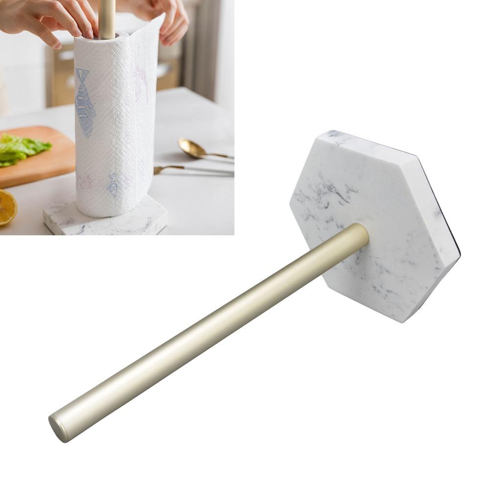 Simulation Marble Paper Towel Rack Gold Paper Hanger Rack Durable Towel Roll Holder  Countertop