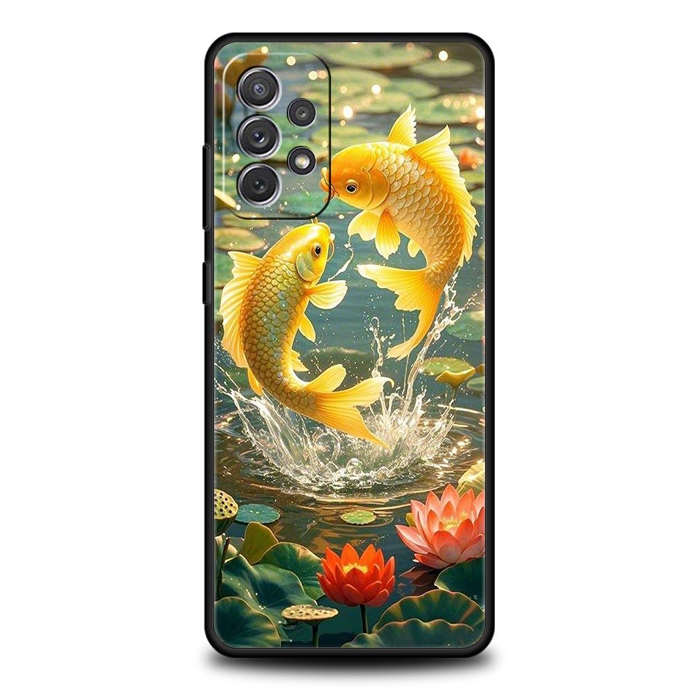 Goldfish Swimming Phone Case for Samsung Galaxy A55 A35 A15 A14 A13 A25 A54 A51 A71 A72 A73 A32 A52 A41 5G Soft TPU Shell Capas