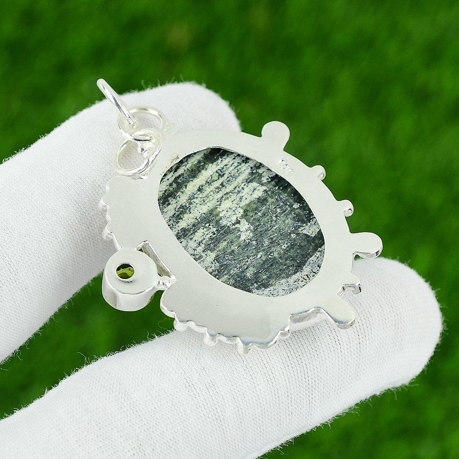 Natural Green Swiss Opal Gemstone Pendant 925 Sterling Silver Jewelry For Women