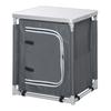Foldable Camping Kitchen Cupboard with 2 Shelves and Carry Bag, Aluminium and Oxford Fabric 60x49x70cm Grey