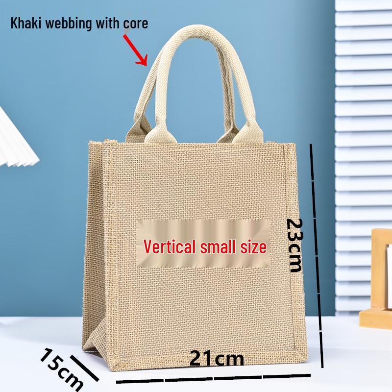 Durable Multi-Size Solid Color Linen Tote Bag - Hand-Painted Design