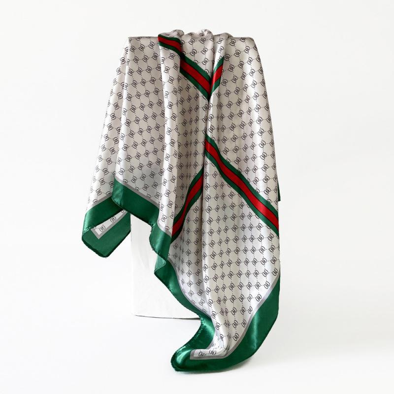 

Новый шелковый шарф 90 см Женский шарф-палантин Шарф с принтом букв Атласный большой квадратный шарф Шаль 90*90cm