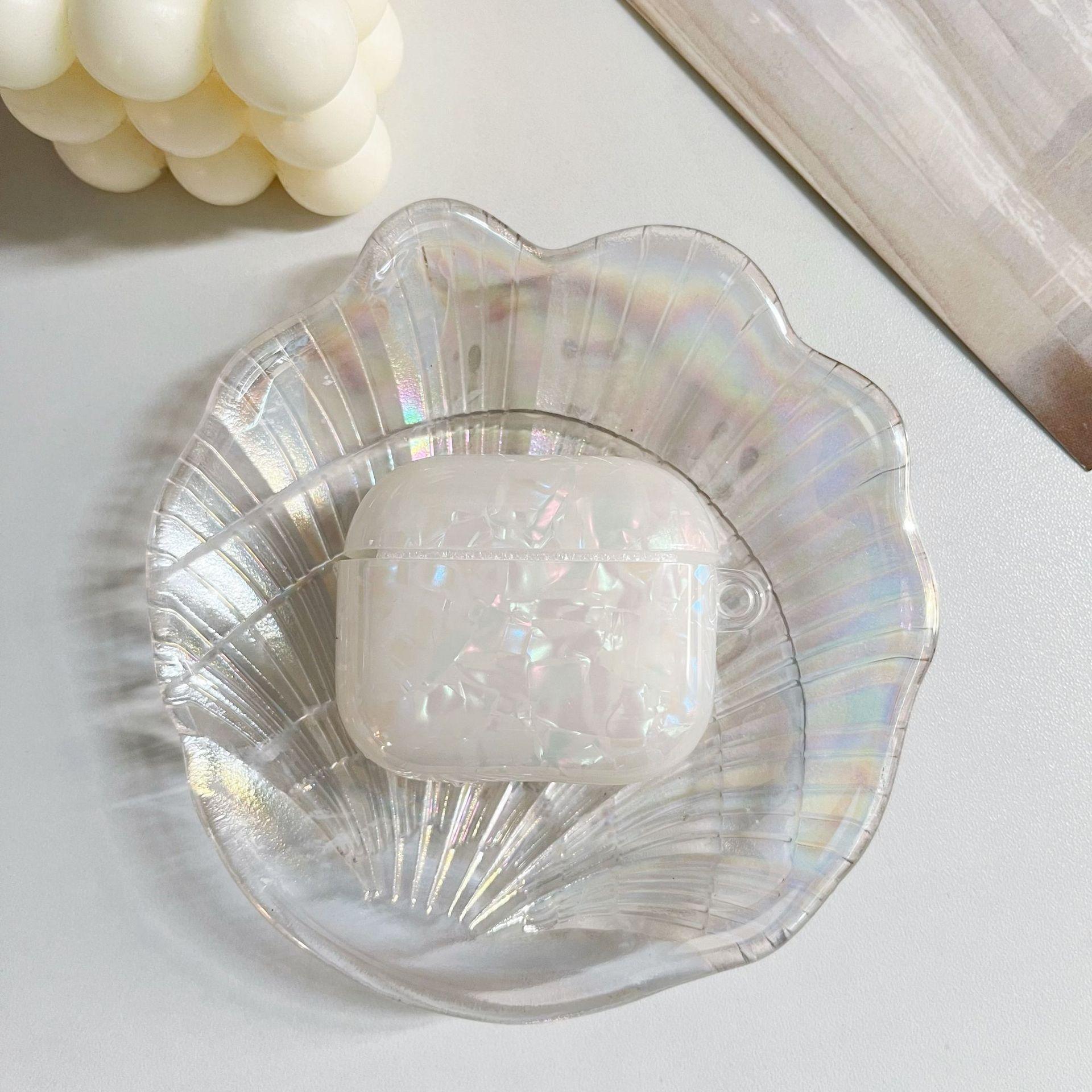 Coque en plastique acrylique Coquillages brillants pour AirPods 2 3 4 Pro 2 3 Housse pour écouteurs For AirPods Pro 3 multicolore