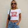Tutto Bene Damen Crop Top | Super Süßes Italienisches Thema, Spruch Baby Tee | Sommer Outfit | Italien, Italia Reise T-Shirt | Kurzarm T-Shirt