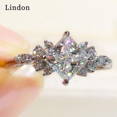 Lindon Classic Copper Alloy Zircon Ring Ladies Jewelry Wedding Promise Party Gift