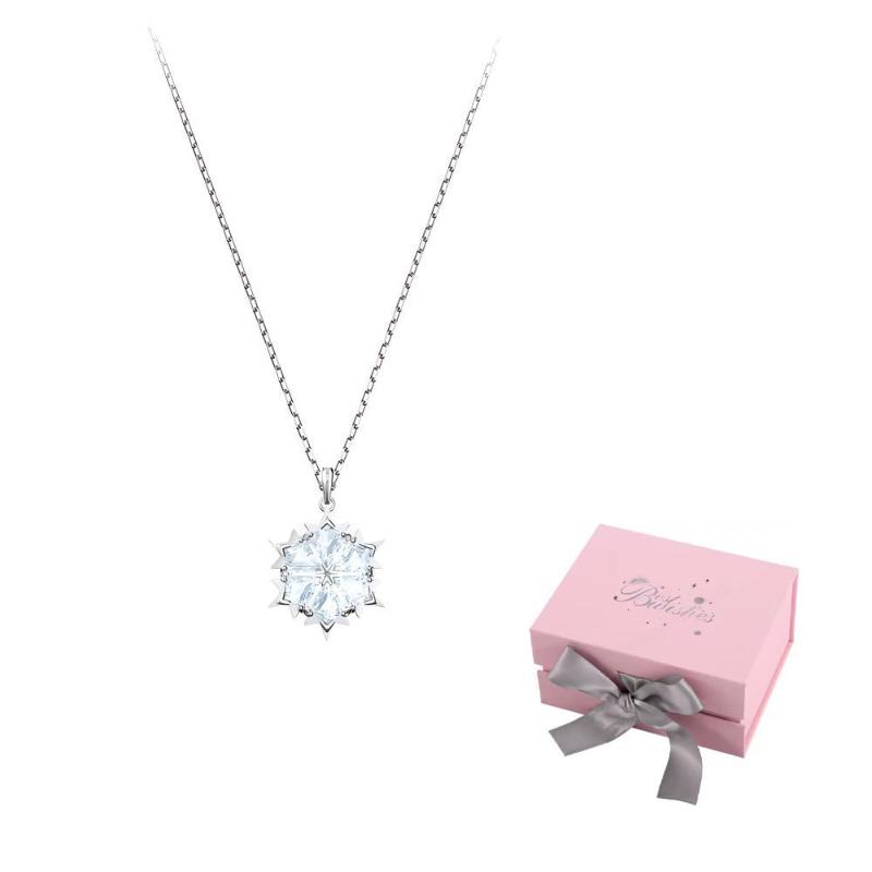 Swarovski Magic Necklaces Womens Silver F-Pink bow gift box