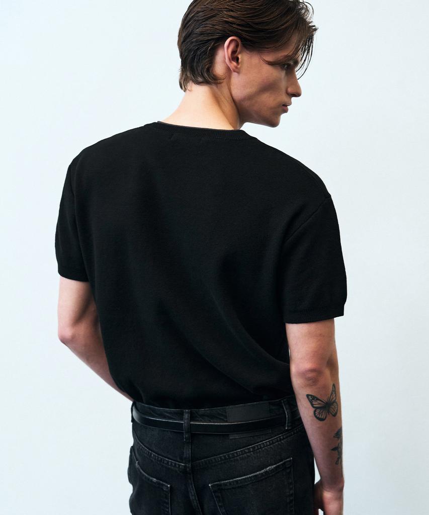 Beulleieo Core Cotton Layered V-Neck Half Knit [Black]
