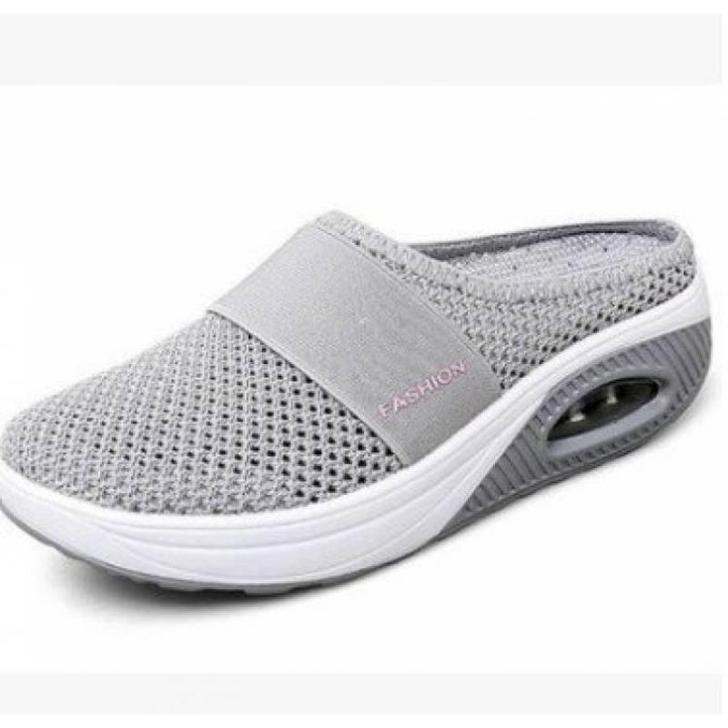 Coarse net summer new lazy one-pedal bag head mesh slippers women's simple wedge heel drag