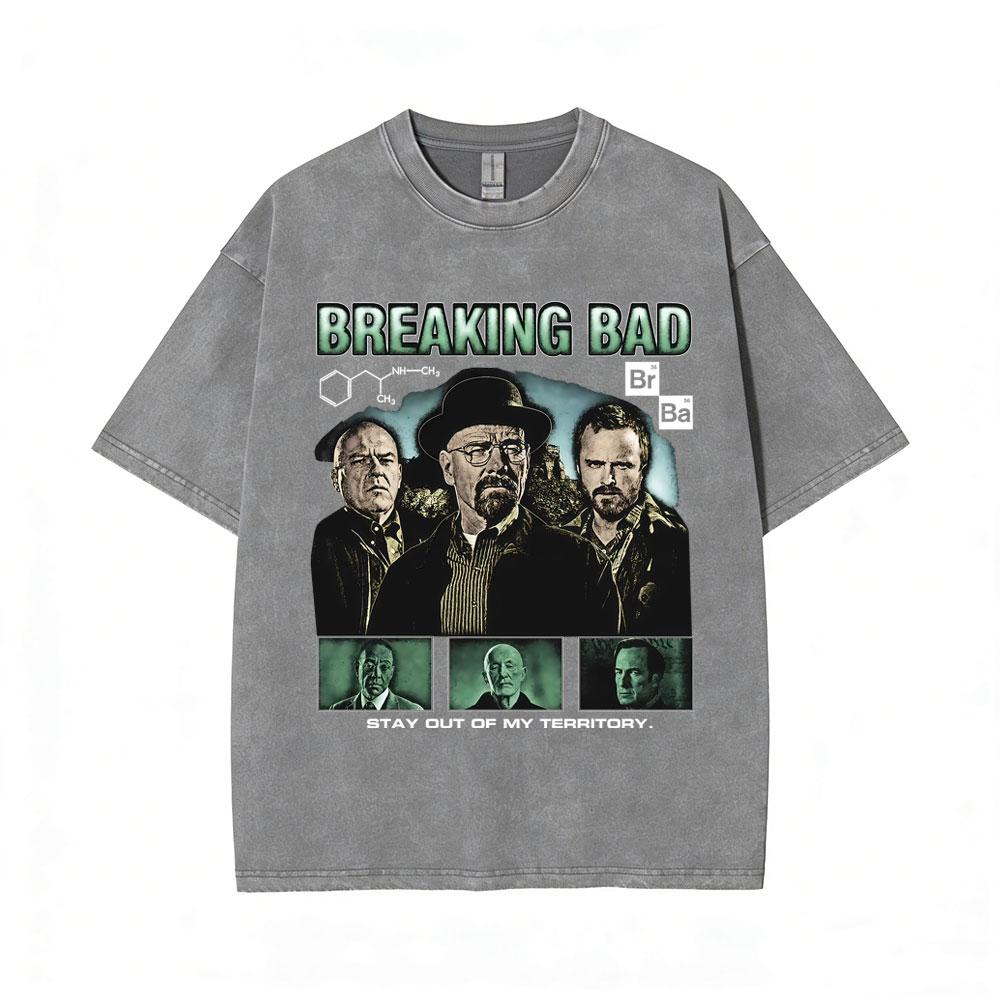 Washed Vintage Heisenberg TV Breaking Bad Stay Out of My Territory T Shirt Better Call Saul Graphic Tshirts Men Retro T Shirts
