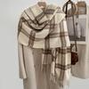 British Retro Large Plaid Scarf for Women Winter Fleece-Like Cashmere Trendy Brand Korean Style Versatile Student Warm Neck Warmer