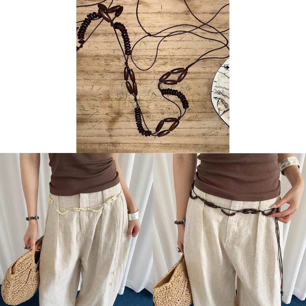 Ethnic Style Leather Waist Chain With Automatic Buckle For Bohemian Dress Waist Accessory