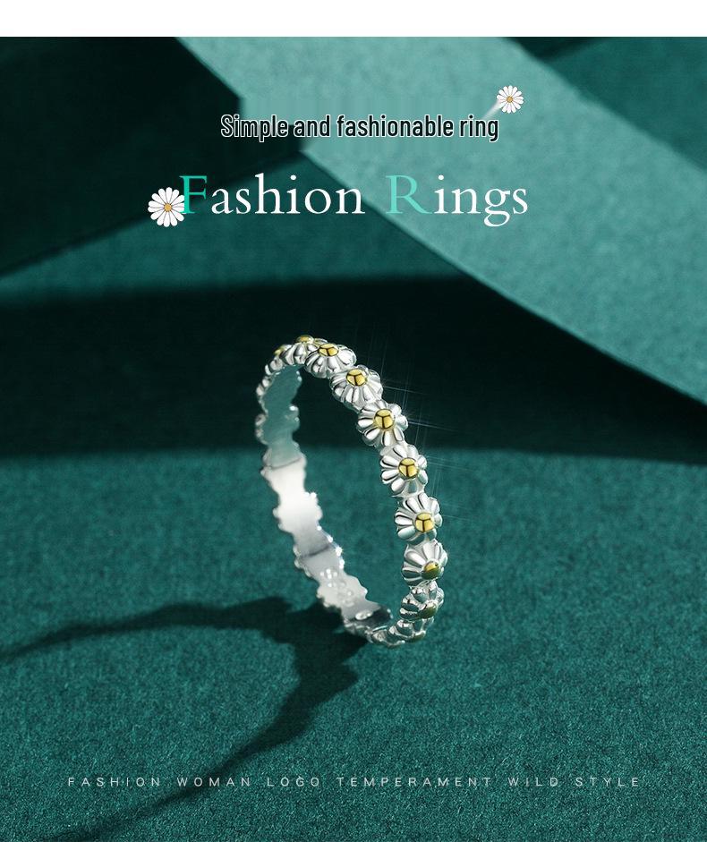 Modian S925 Sterling Silver Daisy Flower Ring - Versatile Japanese-Korean Style Sunflower Design for Women
