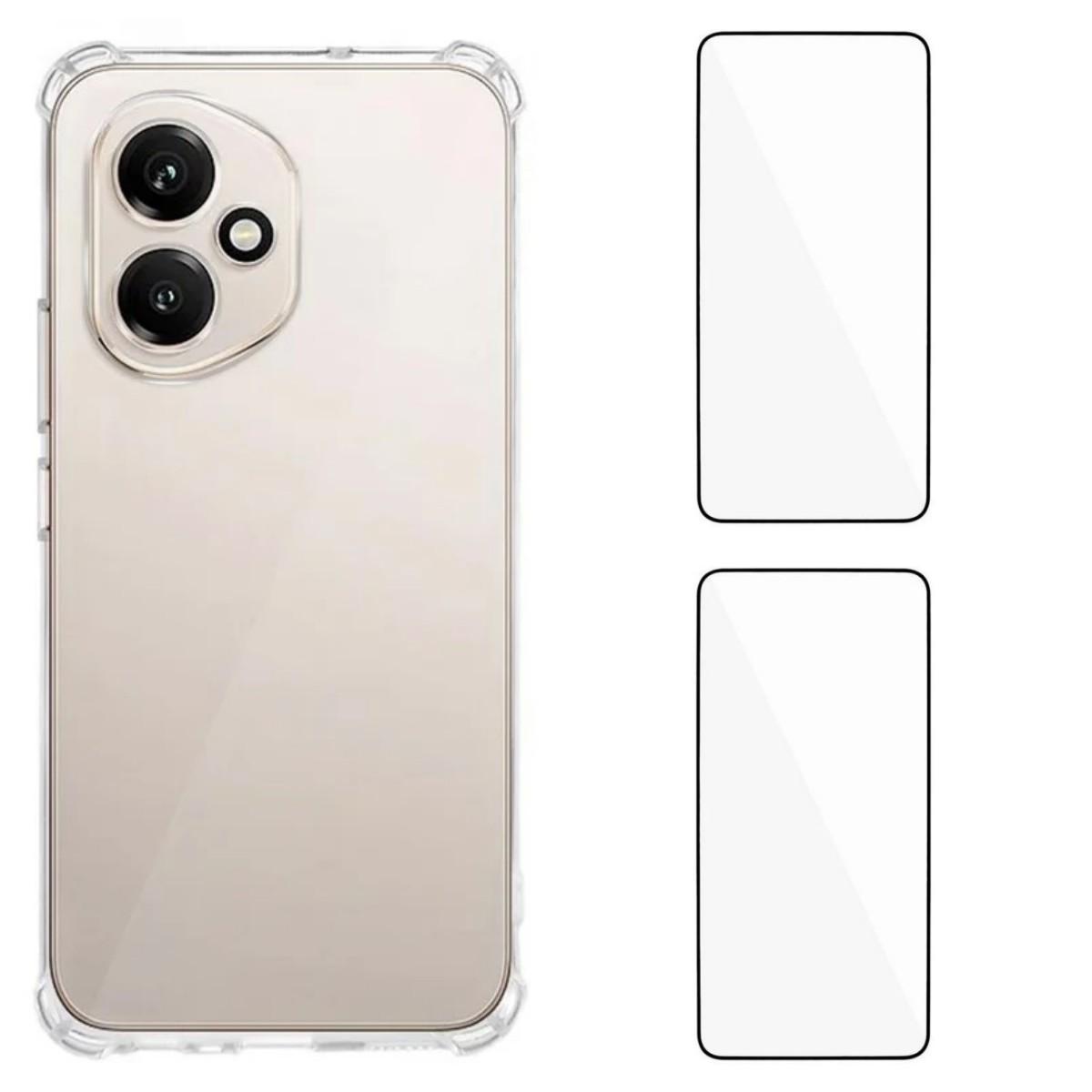 

Для Honor 400 5G (Глобальный) ТПУ чехол WANLONFENG WL3 Series 1.5мм чехол для телефона с 2 шт. защитных пленок из закаленного стекла Transparent