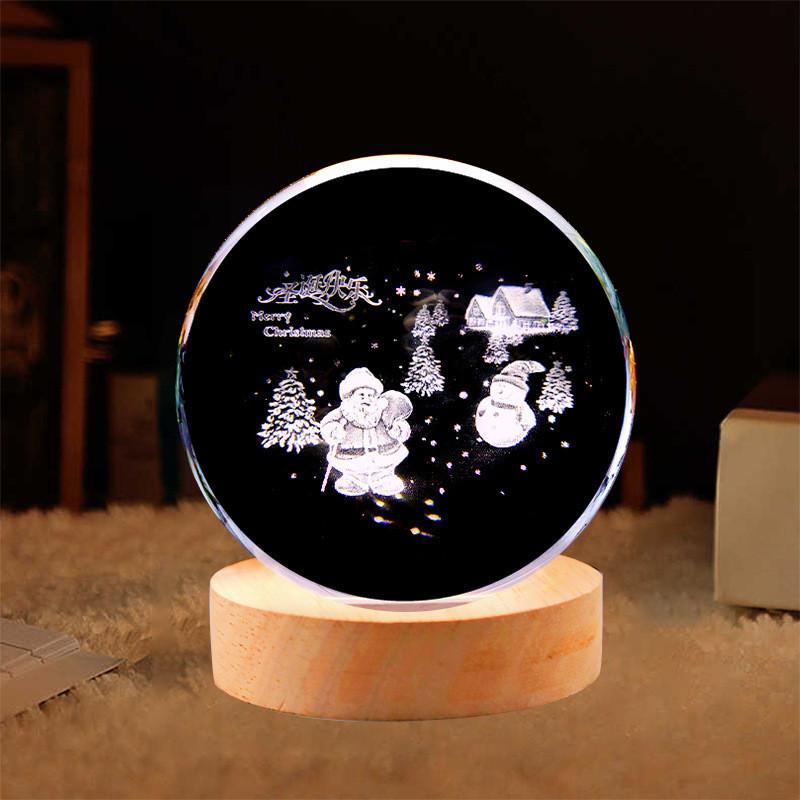 Crystal Ball Night Light With Deer Glass Material Resin Craft Gift Unique Novelty