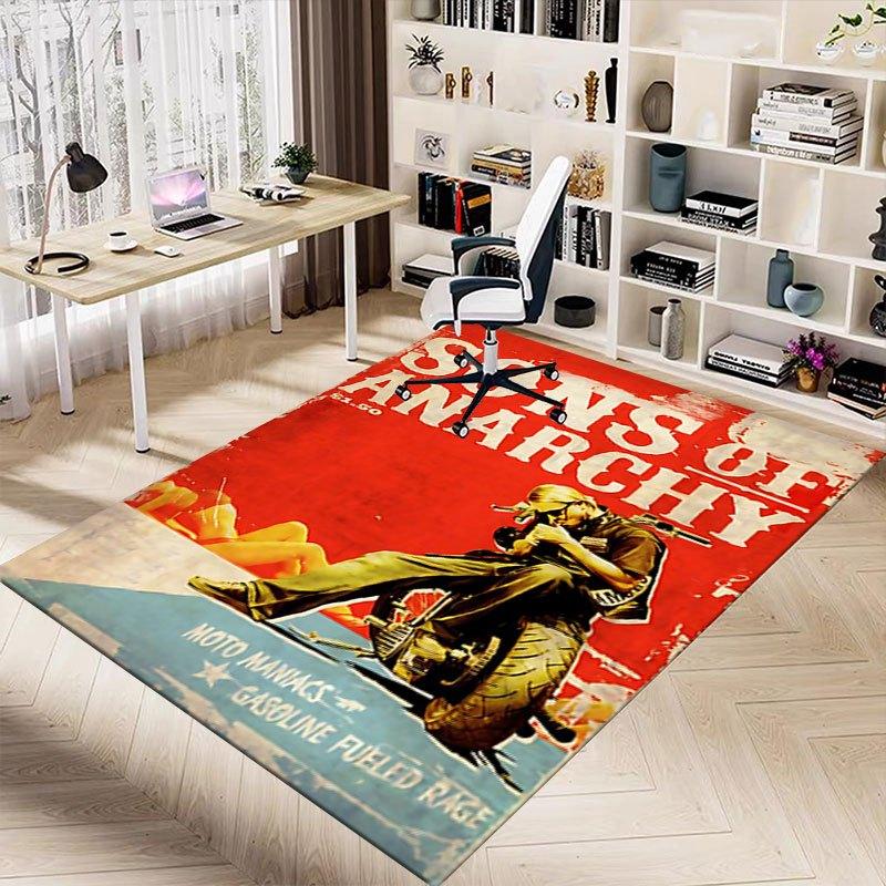 1pc Sons of Anarchy Themed Office Carpet Chair Mats - Durable Polyester Rug for Home Theater, Office, Dorm Room Decor - tA26