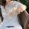 Korean Style Pure Cotton Pajamas Set Square Neck Long Sleeves Trousers Women Solid Color Kawaii Women's 2 Piece Pajamas Set Elegant