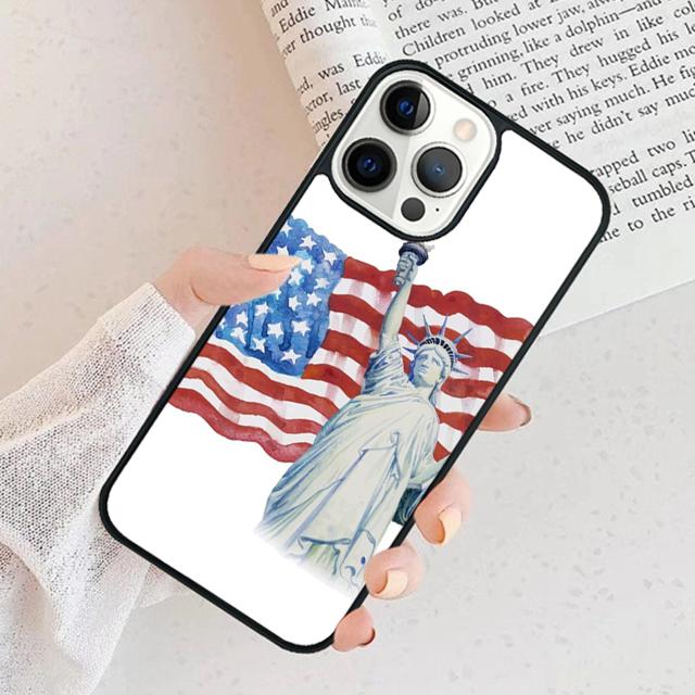 

America Flag Statue of Liberty Phone Case Cover For iPhone 17 Air 15 16 11 13 14 Pro Max 12 Plus Max Fundas iPhone 11pro max