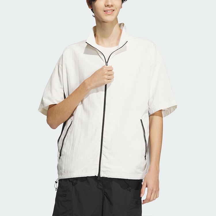 Adidas Future Style Woven Shirt Logo Color Blocked Casual Loose Short Sleeve Shirt Men Shirts Pink White JI9889