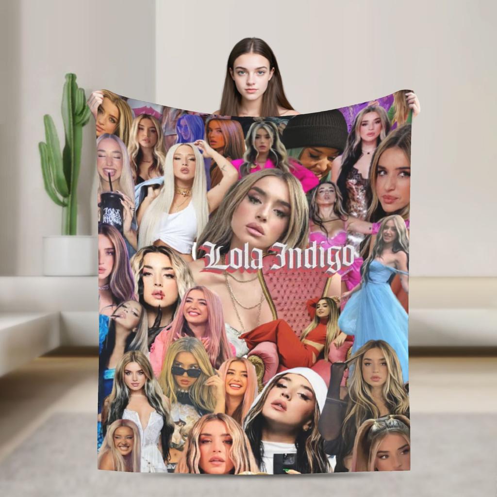 Lolas índigos Spanish Singer Bedding Throws Soft Cozy Graphic Blanket  For Home Decor Plane Travel Flannel Bedspread Bed Cover