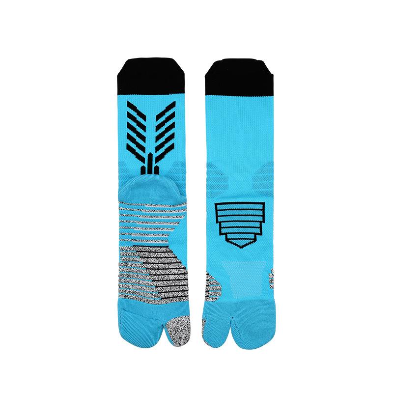 

Two-Finger Sports Socks Professional Game Training Towel Bottom Football Socks Anti-Friction Quick-Drying Medium Tube Two-Toe Socks L one size fits all 39-44 озеро синий