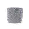 Handcrafted Ceramic Plant Pot Set, 4-Piece (diameter 38/31.5/24.5/20 cm), Glossy Ash Grey with Herringbone Relief, Breathable, Frost-Resistant