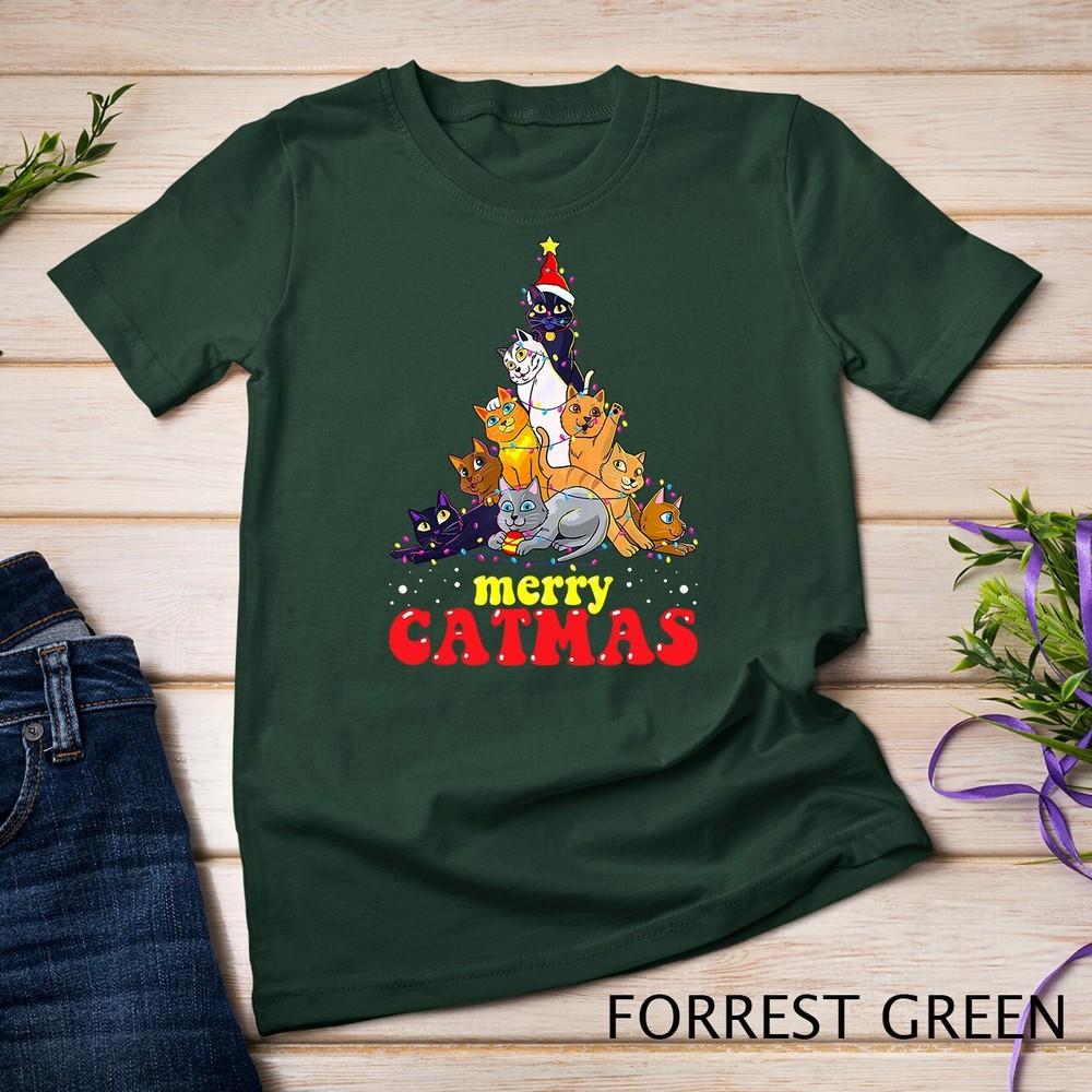 Merry Catmas Funny Cat Mom Cat Dad Christmas Cat T-Shirt Unisex T-shirt S