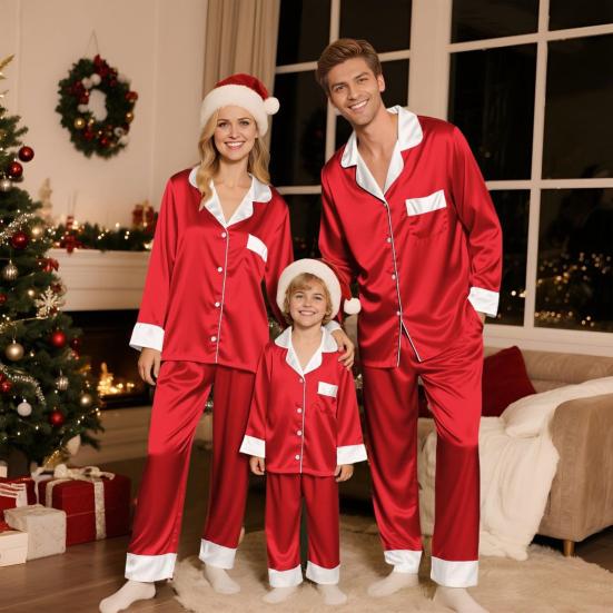 Familie Julepysjamas Matchende Sett 2 Deler Nattøy Antrekk Jule-temakostymer Komfortabelt Loungewear for Voksne Barn