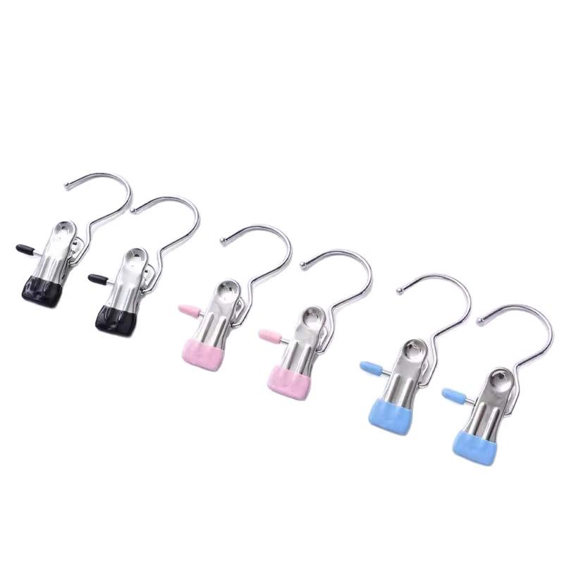 Stainless Steel Windproof Hanger with No-Mark Clips for Hats, Pants, and Socks