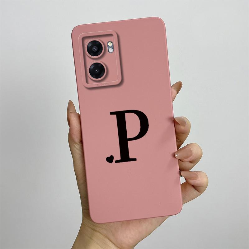 For Oppo A57 4G 2022 Case Oppo A57s A77s Cute Initial Letters Simple Cover Soft TPU Phone Case For Oppo A77 4G Back Cover Capa