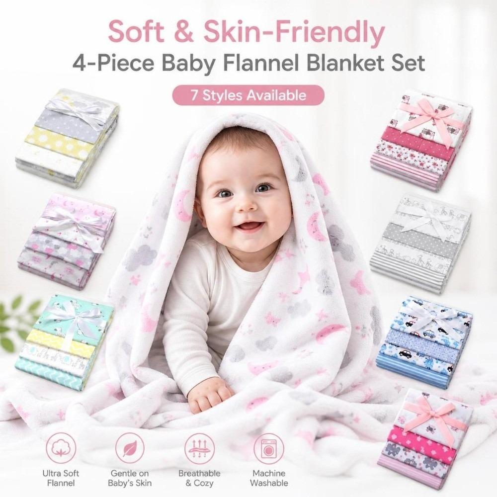 4Pcs Pack 76x76cm Receiving Baby Blanket Super Soft Baby Swaddle Wrap  DIY Quilting Sewing