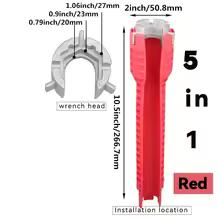 

8 In 1 Flume Wrench Anti-slip Kitchen Sink Repair Tools Bathroom Faucet Assembly Key Plumbing Installation Wrench 5 in 1 RED