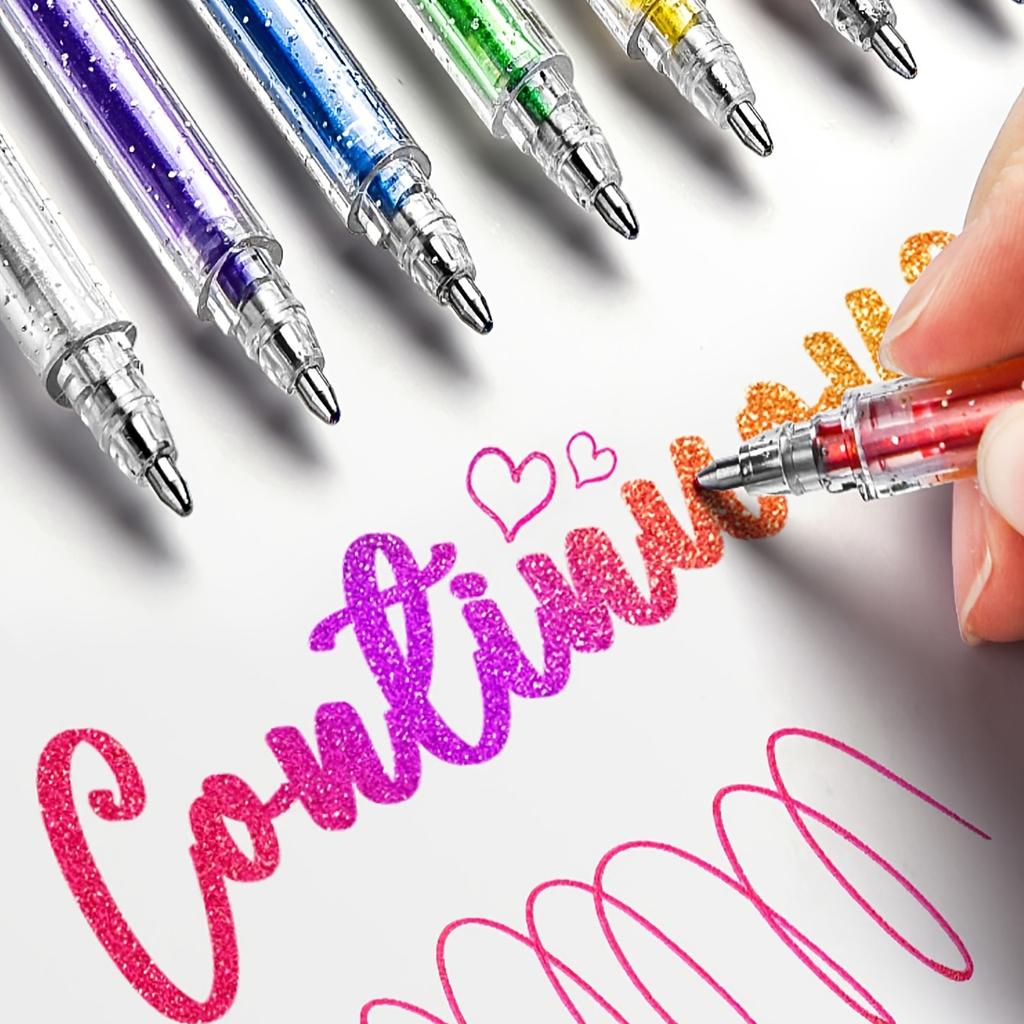 Bview Art 8Pcs Glitter Dual Color Markers Pens Pearlescent Ink for Students School Office Art Drawing Writing Supplies