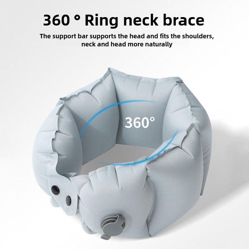 Neck Style Inflatable U-shaped Pillow with Inflatable Pot Portable Storage Travel Neck Pillow Long-distance Inflatable Pillow