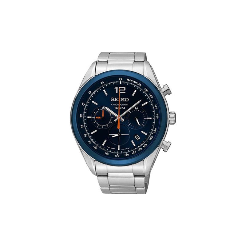 SEIKO Fashion Timing Automatic Steel Strap 45mm Men s Watch Blue Dial SSB091P1 синий