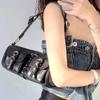 Vintage Y2K Hot Girls Underarm Bag Fashi Black Women's Shoulder Crossbody Bags Strappy Duffel Handbags