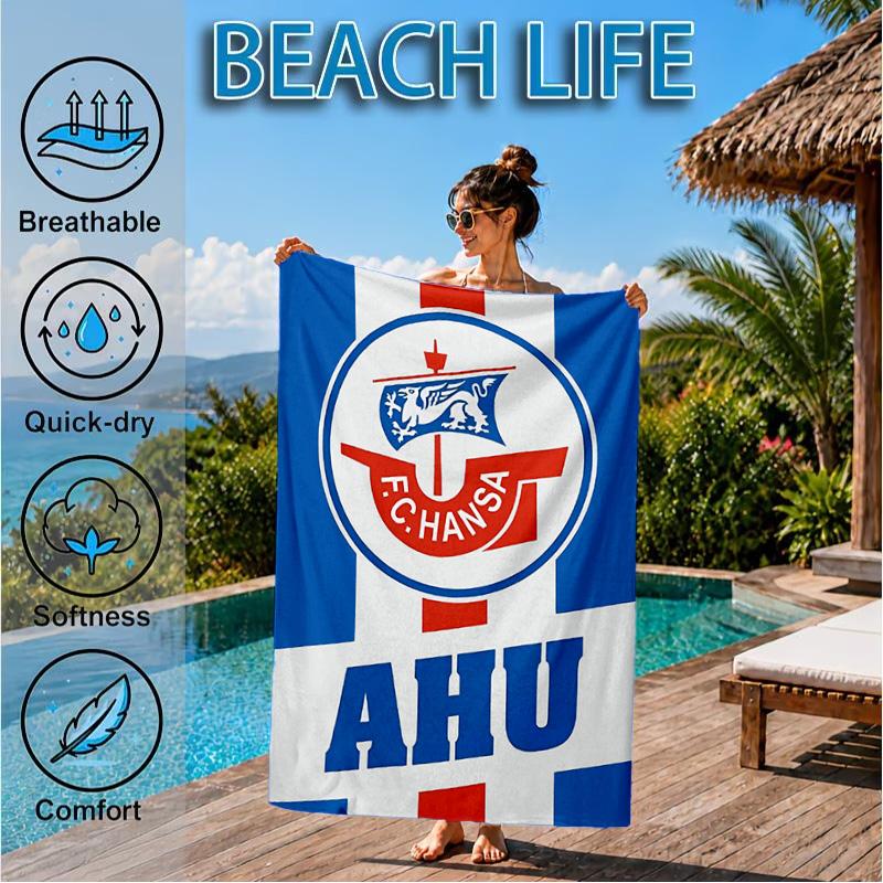 FC Hansa Rostock Wappen Design Strandtuch, Schnelltrocknend, Pflegeleicht, Geeignet für Fitness und Strandurlaub, Sport-Essential