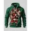Unisex Print Christmas Hoodie Santa With Kid Gift Sack Pullover Long Sleeve Kangaroo Pocket Xmas Holiday Sweatshirt