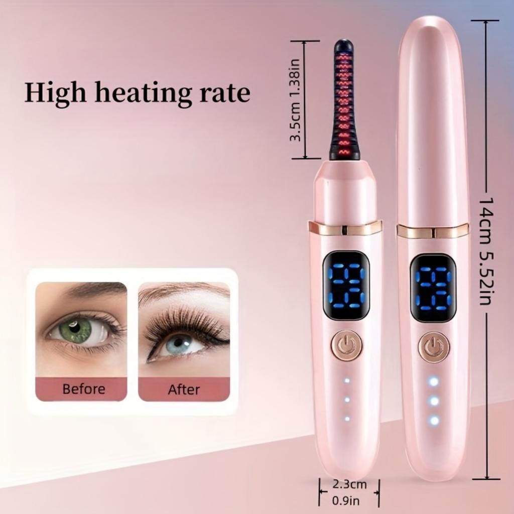 Rechargeable Electric Eyelash Curler with Digital Display Adjustable Temperature Settings Portable Design for Easy Use and Long-Lasting Curl