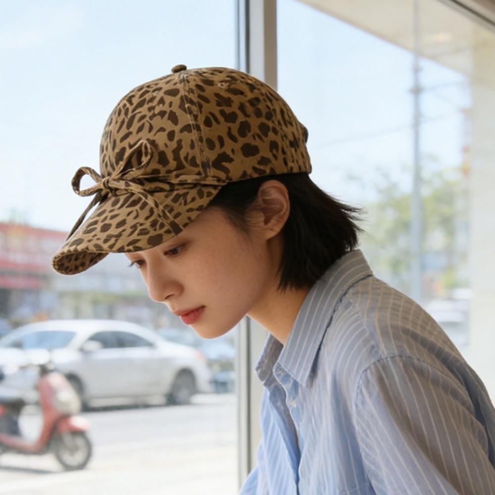 Sunscreen Y2K Peaked Hat Sunshade American Style Casquette Leopard Print Bow Baseball Cap Men