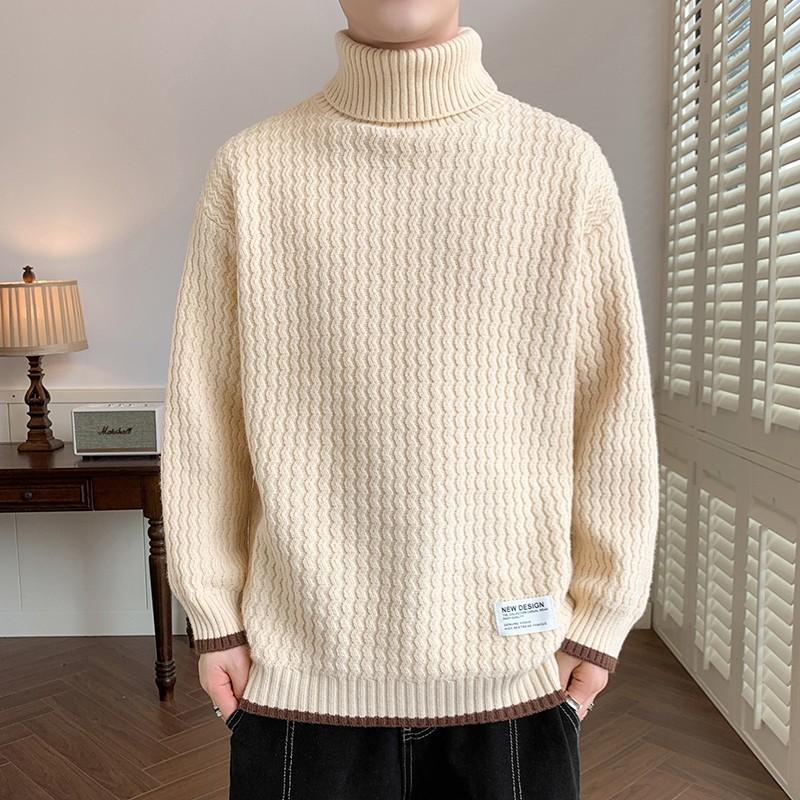 Trendy Brand Men's Winter Turtleneck Sweater, Fashionable and Versatile Sweater for Couples, Warm Base Shirt, Handsome Sweater