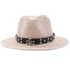 Men and women's new belt decoration outdoor travel seaside sunshade sun protection straw hat spring and summer British style jazz hat