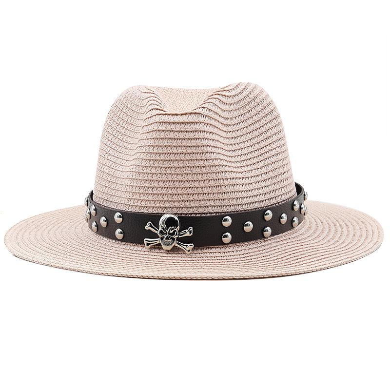 Men and women's new belt decoration outdoor travel seaside sunshade sun protection straw hat spring and summer British style jazz hat