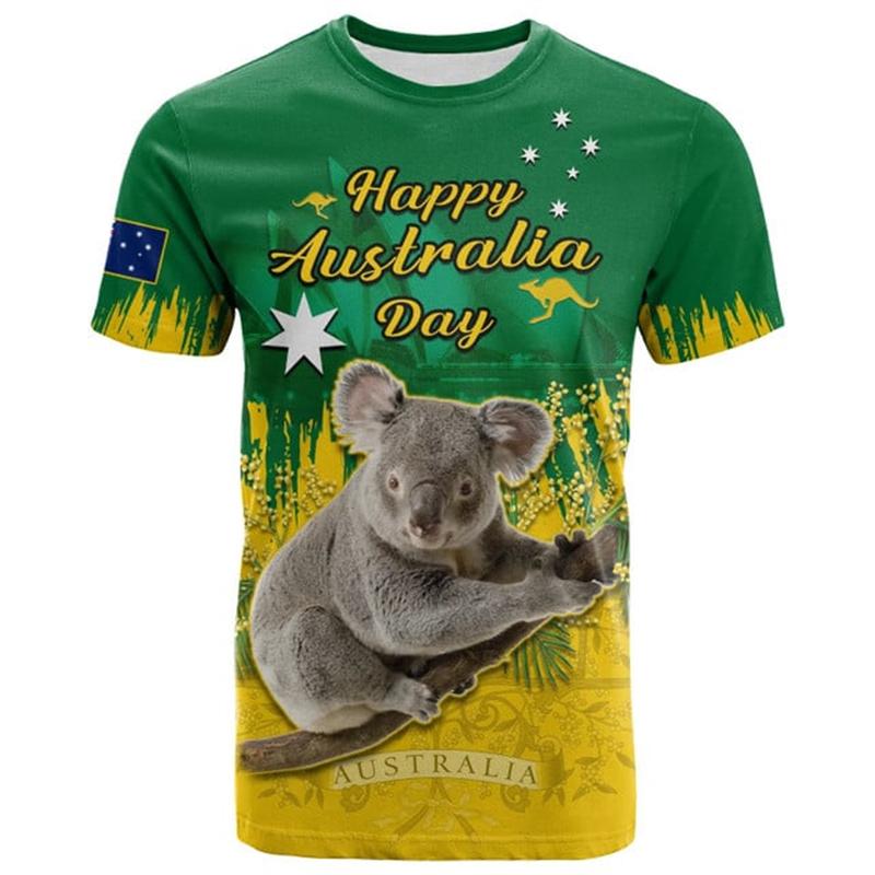 Australia Flag 3D Printed T-Shirts For Men Women Clothes Cute Koala Graphic Short Sleeve T Shirts New Casual Summer Kids Tops