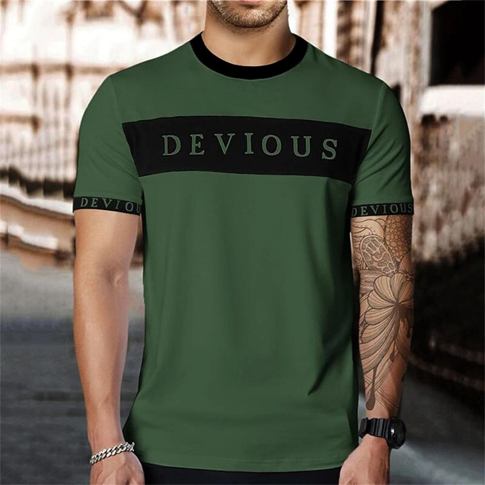 2025 new casual fashion trend letter simple pattern 3D printing short sleeve crew neck 6XL