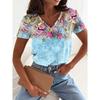 Women's T Shirt Floral Casual Short Sleeve V Neck Regular Tops Daily Print Pink Blue Green Summer