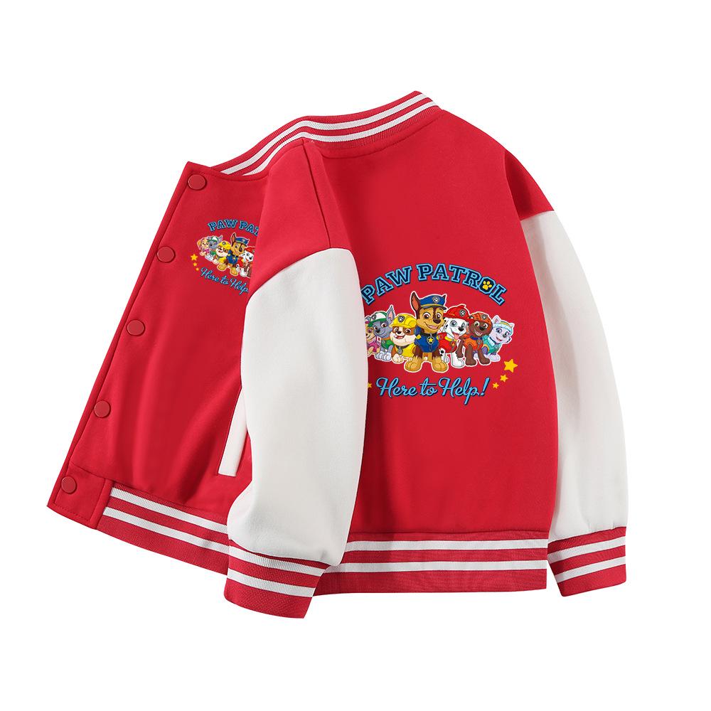 Paw Patrol Kids' Spring & Autumn Jackets: 2024 Thickened Baseball & Fleece Cardigan for Boys and Girls